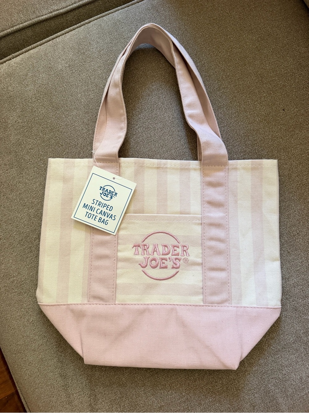 Trader Joe’s Mini Pink Striped Canvas Tote Bag